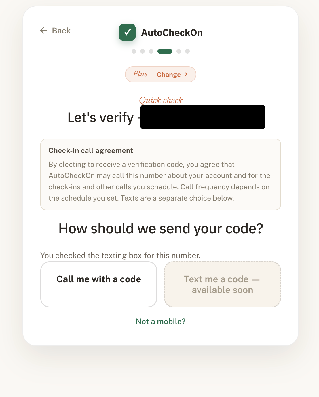 Verification step, box checked