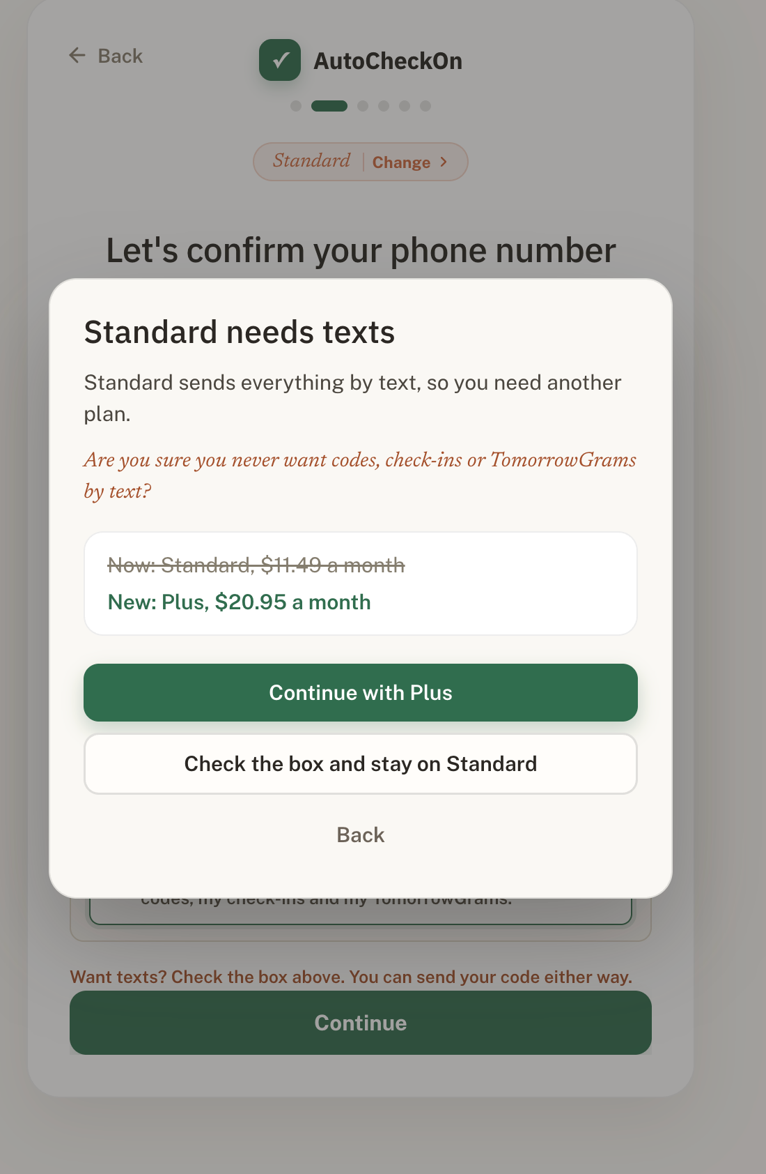 Standard needs texts window