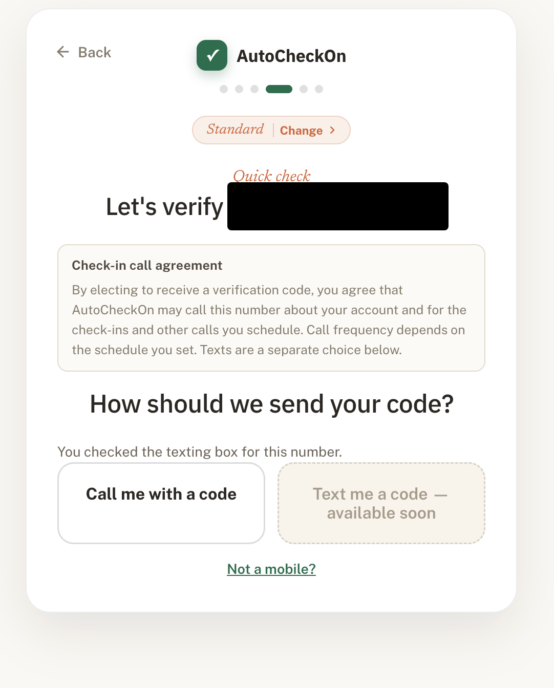 Standard verification step